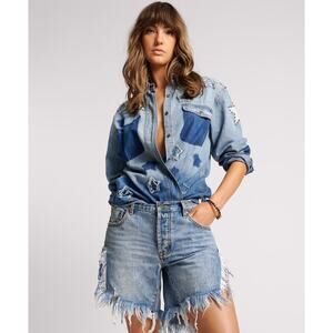 One Teaspoon Hollywood Frankies Long Length Denim Shorts-25